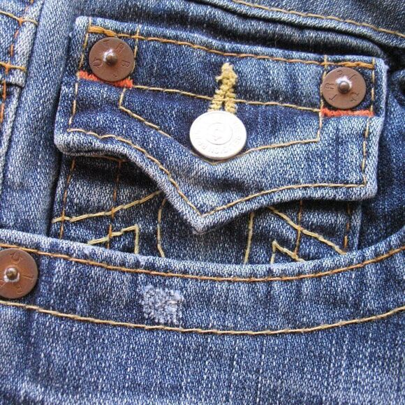 True Religion Blue Women's Cameron  Flap Boyfriend Jeans - Picture 7 of 13